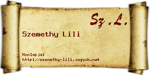 Szemethy Lili névjegykártya